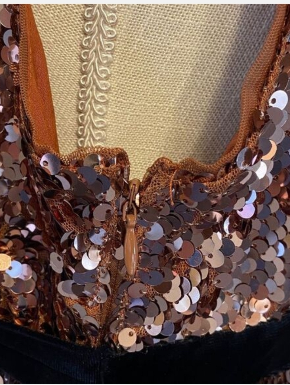 NWT Free People Copper Black Siren Sequined A-Line Dress with Sash Size 12 NEW - Picture 8 of 10